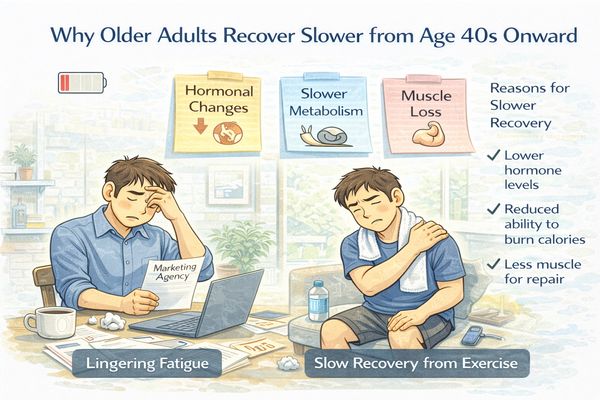 40대부터 예전처럼 회복이 안 되는 이유를 설명하는 피로가 오래가는 중년의 일상 상황