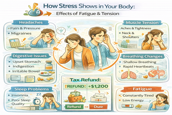 스트레스가 몸으로 먼저 나타나는 방식을 설명하는 피로와 긴장이 신체로 나타나는 상황