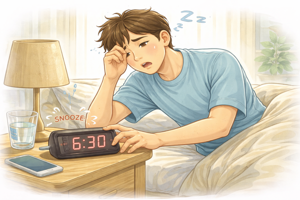 아침에 개운하지 않은 이유를 설명하는 충분히 잤지만 피곤한 아침 상황