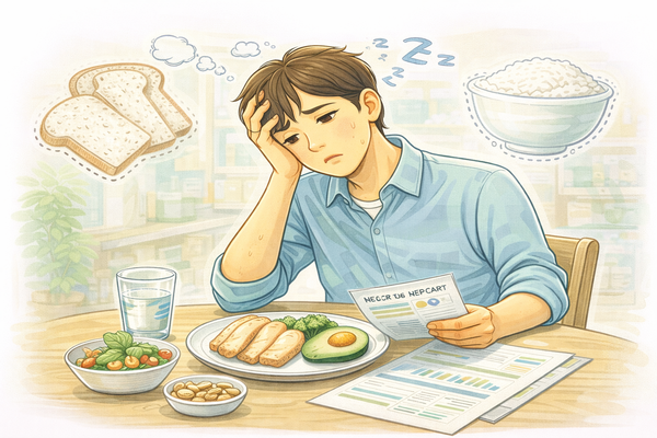 탄수화물을 줄였는데 더 피곤한 이유를 설명하는 저탄수 식단 후 피로를 느끼는 상황